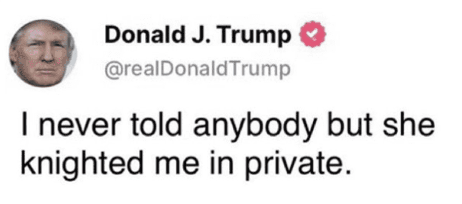 Screenshot of Trump's fake tweet (Twitter)