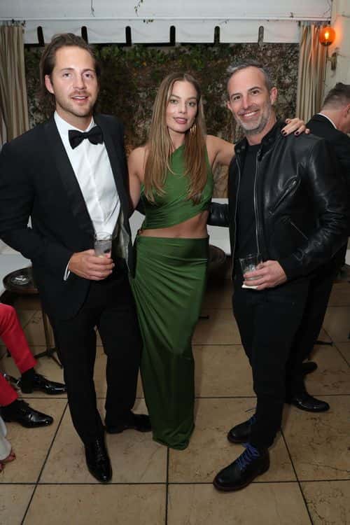 Tom Ackerley, Margot Robbie, and Zev Foreman attend the Paramount Pictures' Post Governors Awards Party hosted by President & CEO, Brian Robbins, at the Sunset Tower Hotel on November 19, 2022, in Los Angeles, California.