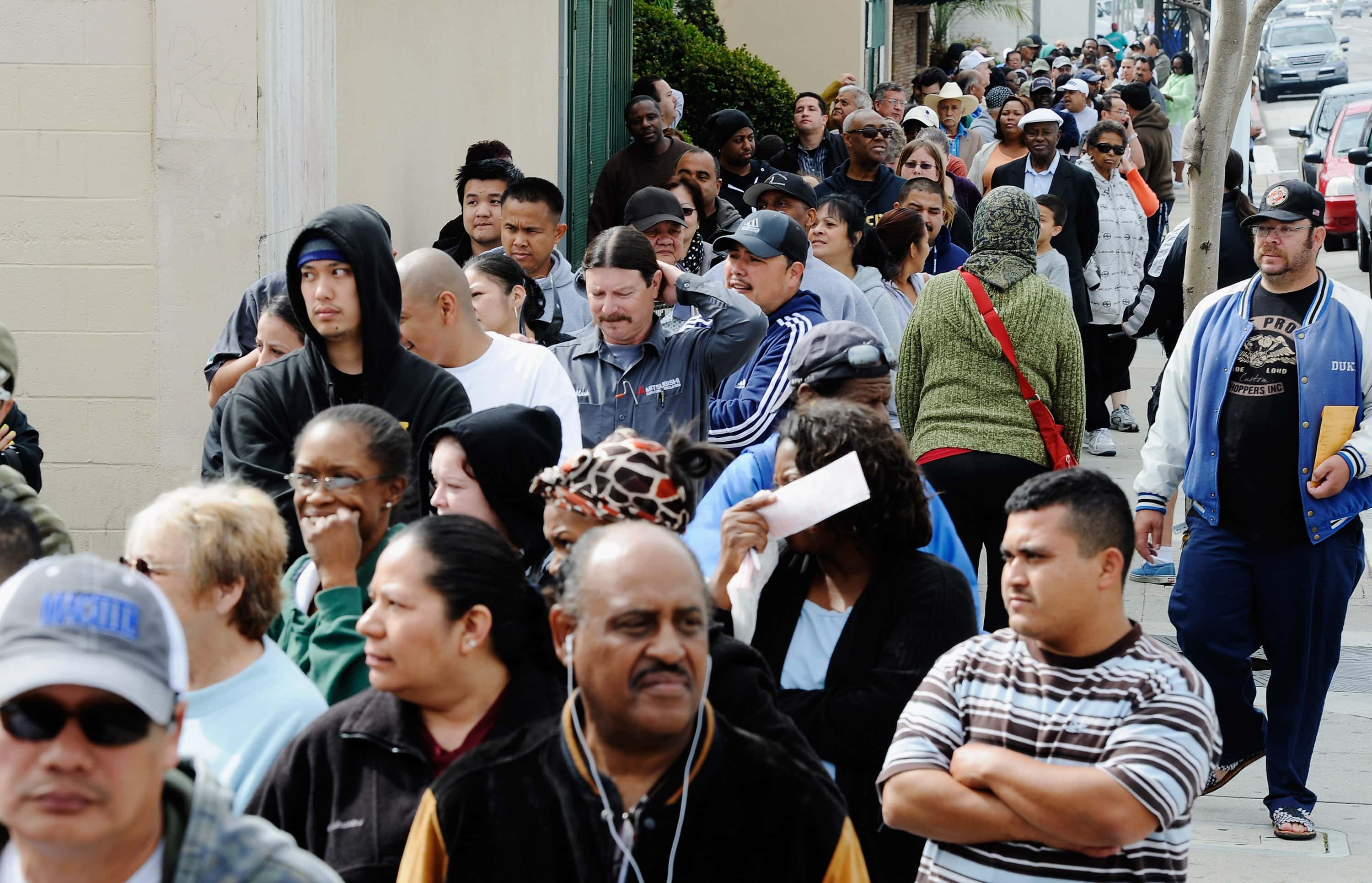 With the line stretching around the block, hundreds of people waited for over two hours to buy Mega Millions lottery tickets at Bluebird liquor store on March 29, 2012 in Hawthorne, California. The Mega Millions jackpot has reached a record high of $540 million.