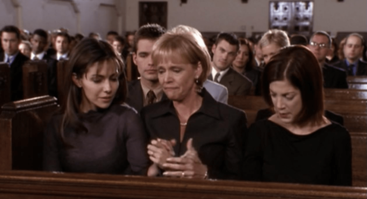 Vanessa Marcil, Tori Spelling, Brian Austin Green, and Katherine Cannon in Beverly Hills, 90210 (1990) (Paramount)