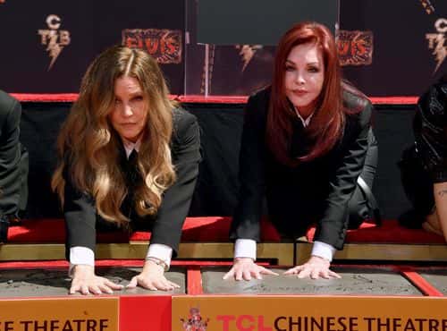(L-R) Lisa Marie Presley and Priscilla Presley attend the Handprint Ceremony honoring Priscilla Presley, Lisa Marie Presley And Riley Keough at TCL Chinese Theatre on June 21, 2022 in Hollywood, California. (Photo by Jon Kopaloff/Getty Images)