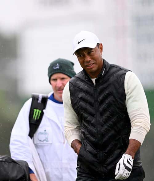 Tiger Woods of the USA walking up to the 18th green during the third round of the 2023 Masters Tournament at Augusta National Golf Club on April 08, 2023 in Augusta, Georgia.