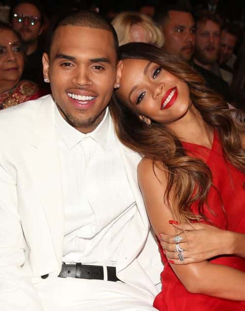 Singers Chris Brown (L) and Rihanna attend the 55th Annual GRAMMY Awards at STAPLES Center on February 10, 2013 in Los Angeles, California. (Photo by Christopher Polk/Getty Images for NARAS)