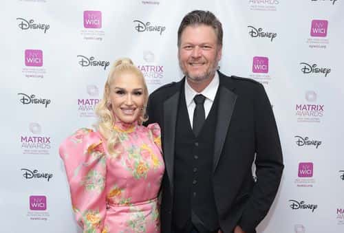 Gwen Stefani and Blake Shelton attend the 2022 Matrix Awards at The Ziegfeld Ballroom on October 26, 2022 in New York City. (Photo by Dimitrios Kambouris/Getty Images)