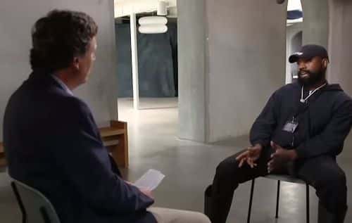 Kanye West in the Fox Interview with Tucker Carlson ( Fox News Screenshot/ YouTube)