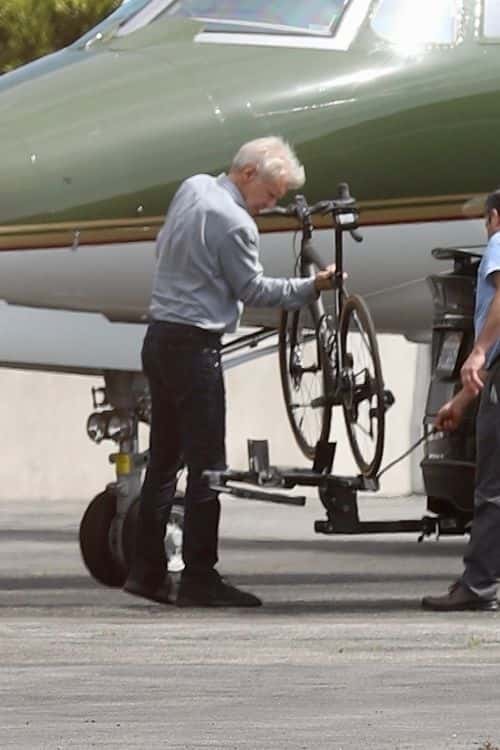 Harrison Ford was also spotted loading his bicycles (Backgrid)