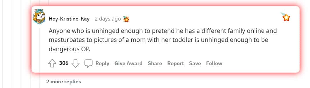 Reactions from other users (Reddit/r/TrueOffMyChest)