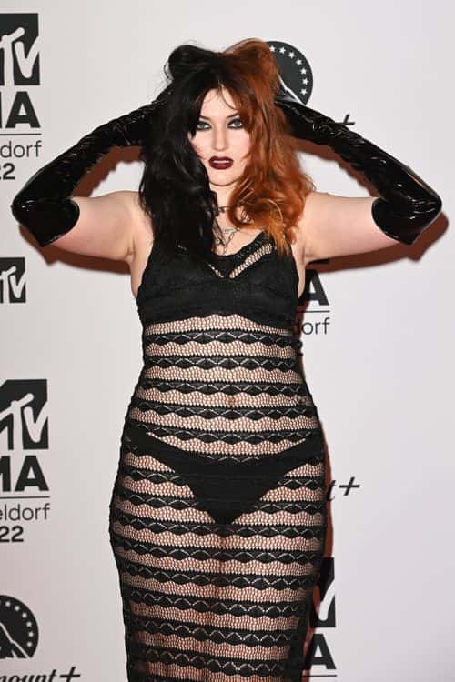 Taylor Gayle Rutherfurd aka Gayle attends the red carpet during the MTV Europe Music Awards 2022 held at PSD Bank Dome on November 13, 2022 in Duesseldorf, Germany.