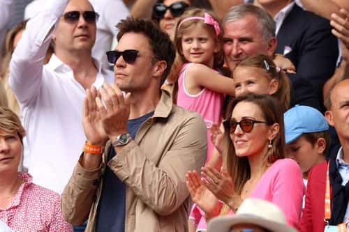 Tom Brady watches on from the crowd alongside Jelena Djokovic during the Men's Singles Final match between Novak Djokovic of Serbia and Casper Ruud of Norway on Day Fifteen of the 2023 French Open at Roland Garros on June 11, 2023 in Paris, France.