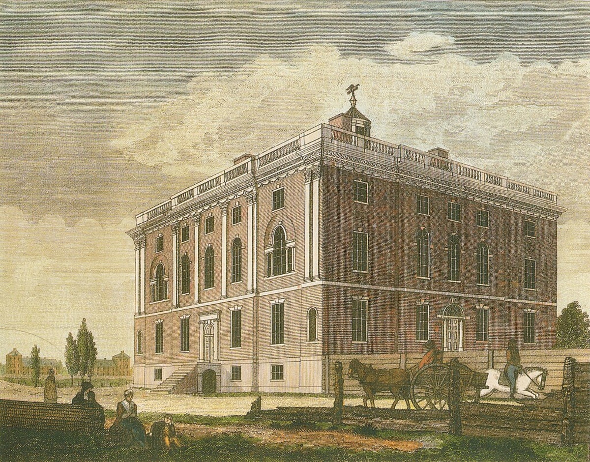 President's House in Philadelphia (built in the 1790s),  (Birch's Views of Philadelphia (1800), Plate 13/ Wikimedia Commons)