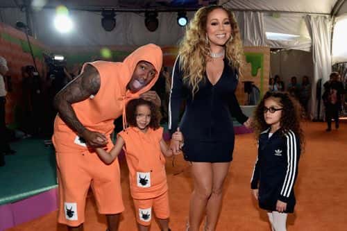 (L-R) TV personality Nick Cannon, Moroccan Scott Cannon, singer Mariah Carey and Monroe Cannon at Nickelodeon's 2017 Kids' Choice Awards at USC Galen Center on March 11, 2017 in Los Angeles, California.