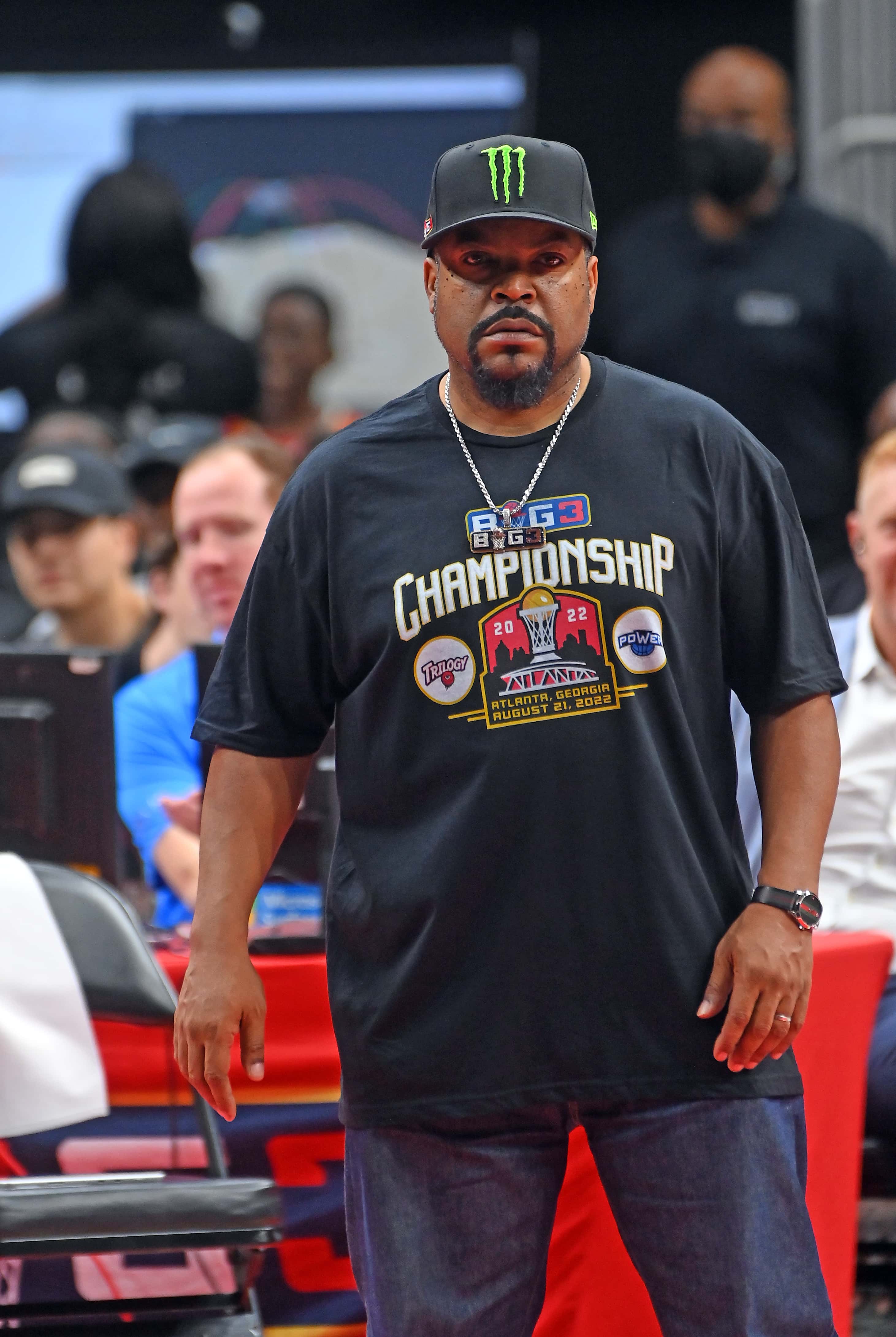 ATLANTA, GEORGIA - AUGUST 21:  Rapper Ice Cube attends the Monster Energy BIG3 Celebrity Basketball 