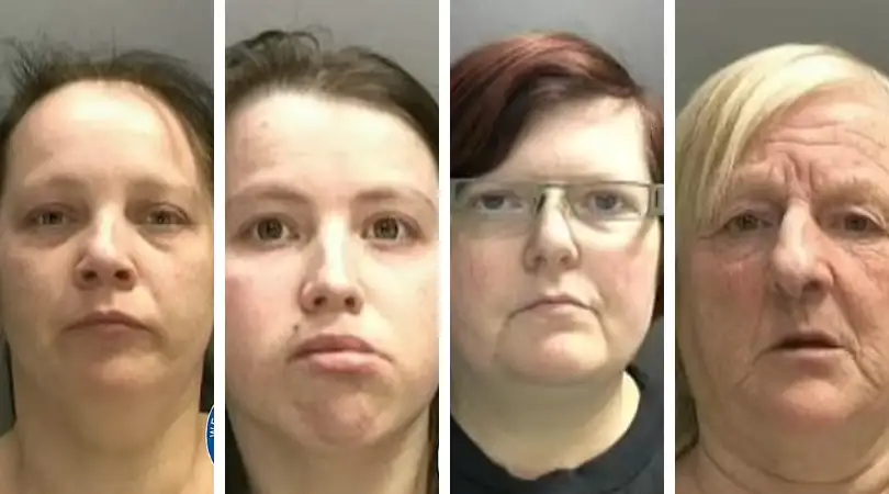 (Clockwise) Natasha Webb, 37, due to be sentenced, Kirsty Webb, 36, pictured right, was sentenced to 10 years, Natalie Wellington, 44 was sentenced to 17 years imprisonment, Pamela Howells, 58, was sentenced to seven years imprisonment