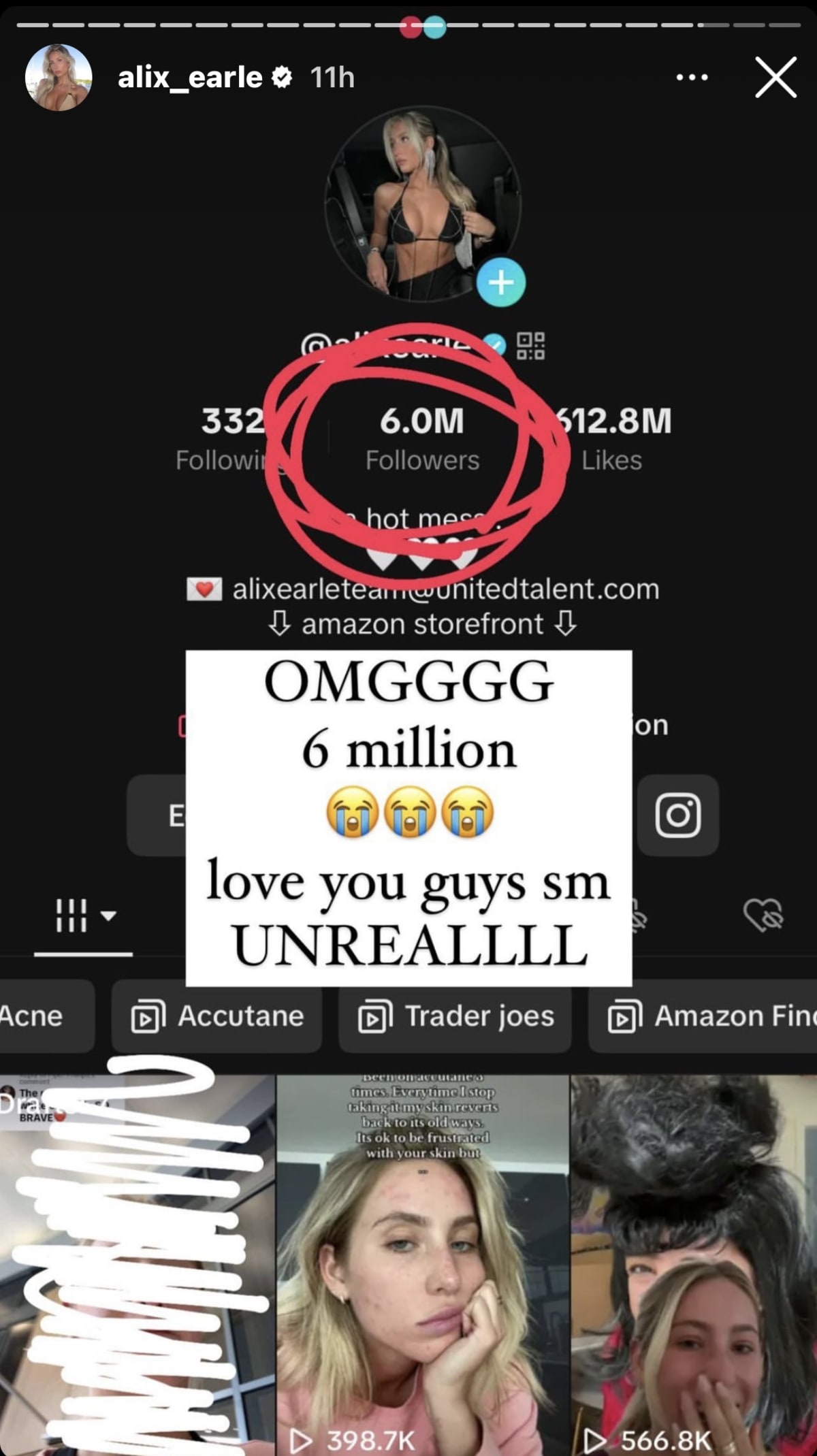 Screenshot shared by Alix Earle (@alix_earle/Instagram)