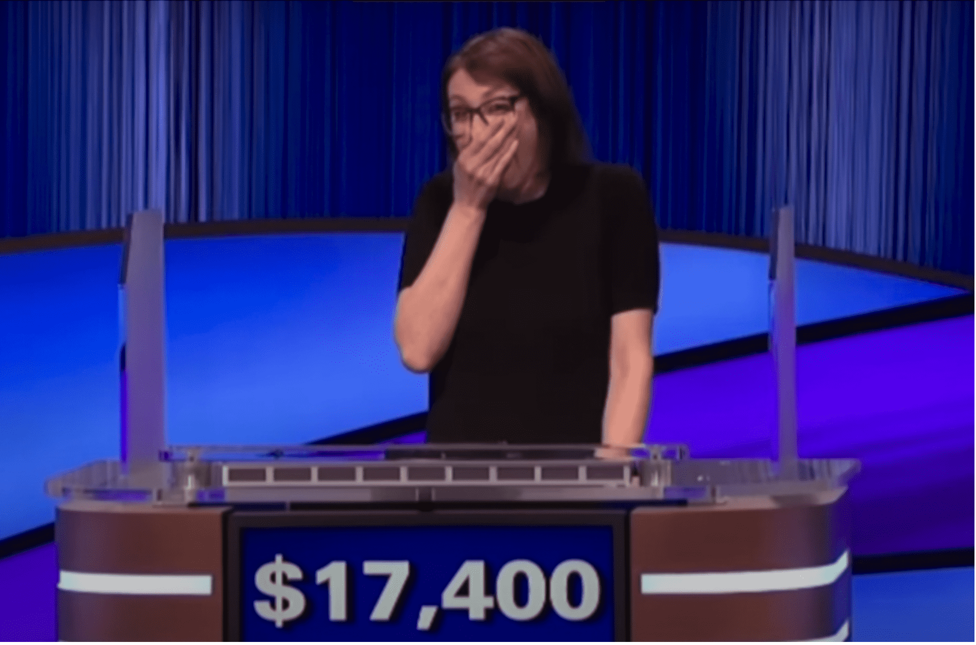 Donna Matturri's expression depicted her shocking victory over five-day champion fBen Goldstein (ABC)