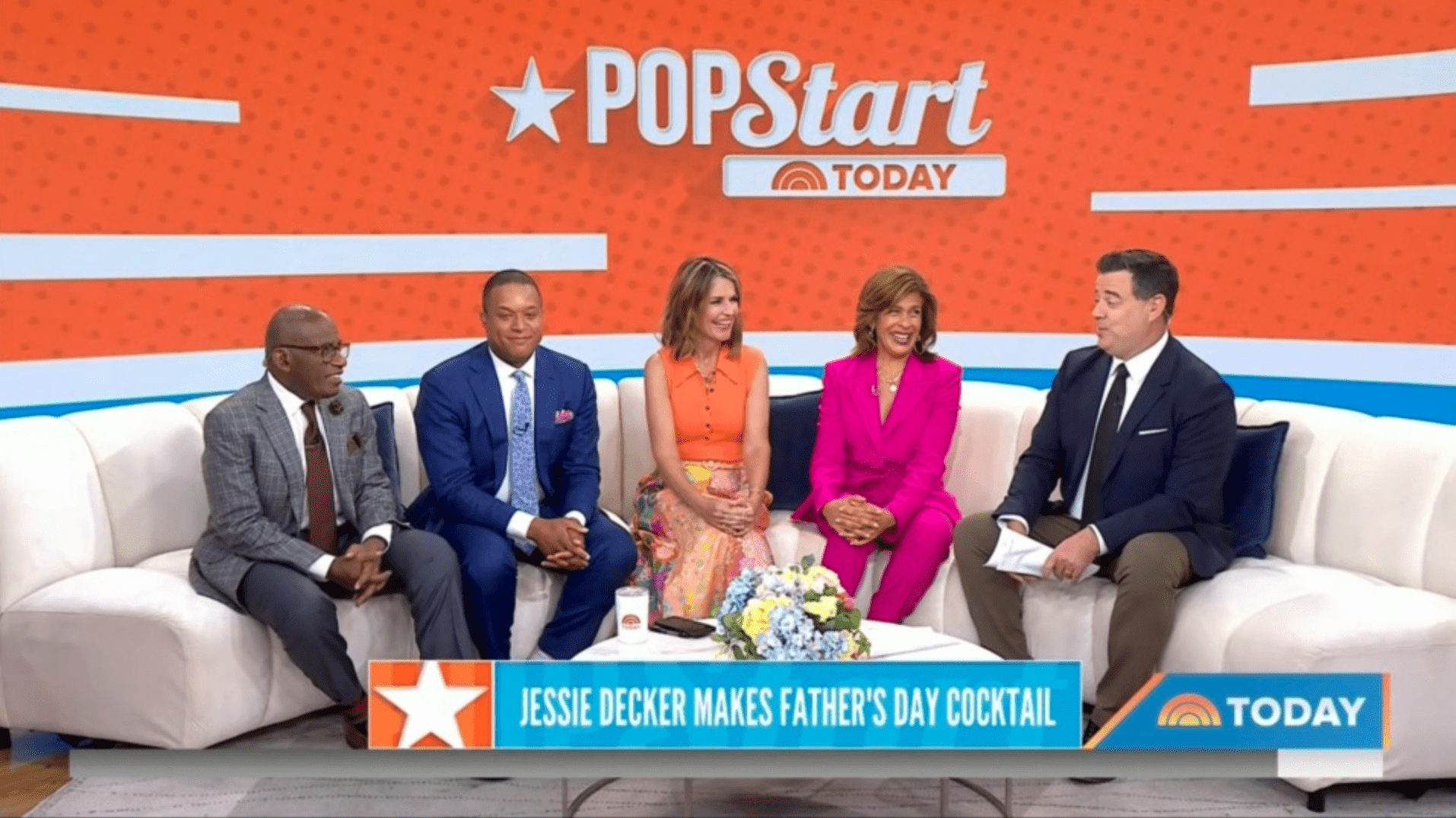Al Roker, Craig Melvin, Savannah Guthrie, Hoda Kotb and Carson Daly discussing Ryan Reynolds' new drink on 'Today' (NBC)