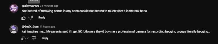 Comments on Kai Cenat and Offset (@kaicenatlive/YouTube)