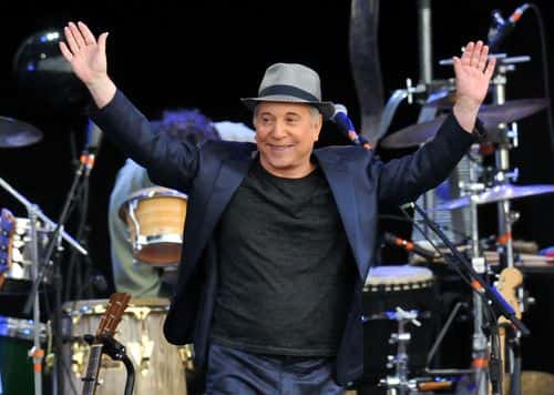 Paul Simon performs the album 'Graceland' live on stage during the third day of Hard Rock Calling at Hyde Park on July 15, 2012 in London, England.