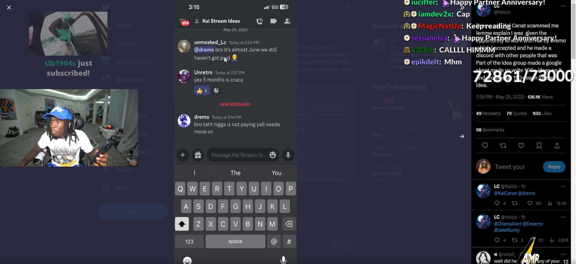 Kai Cenat holds Twitch stream to clarify doubts and deny 'scamming' allegations (KaiCenat/Twitch)