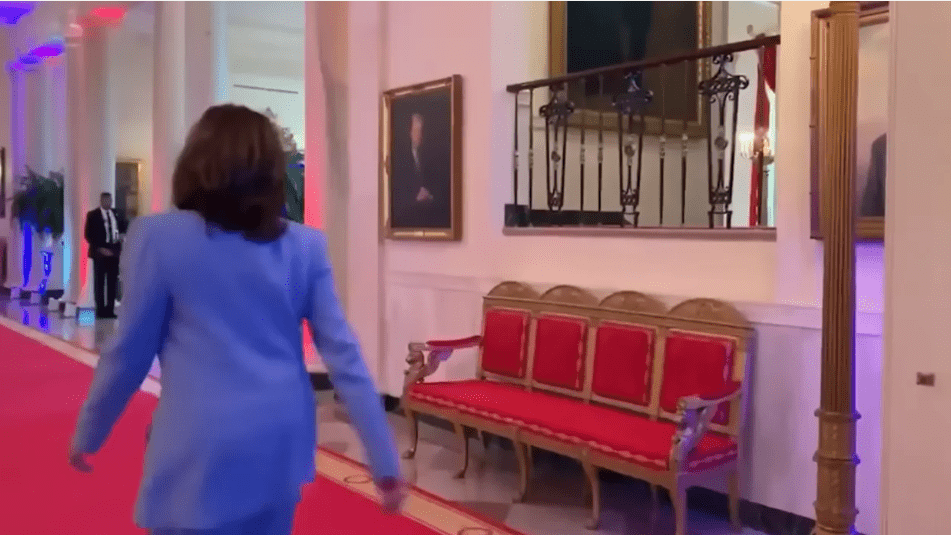 Kamala Harris walks away from Media (Screenshot from Fox new)