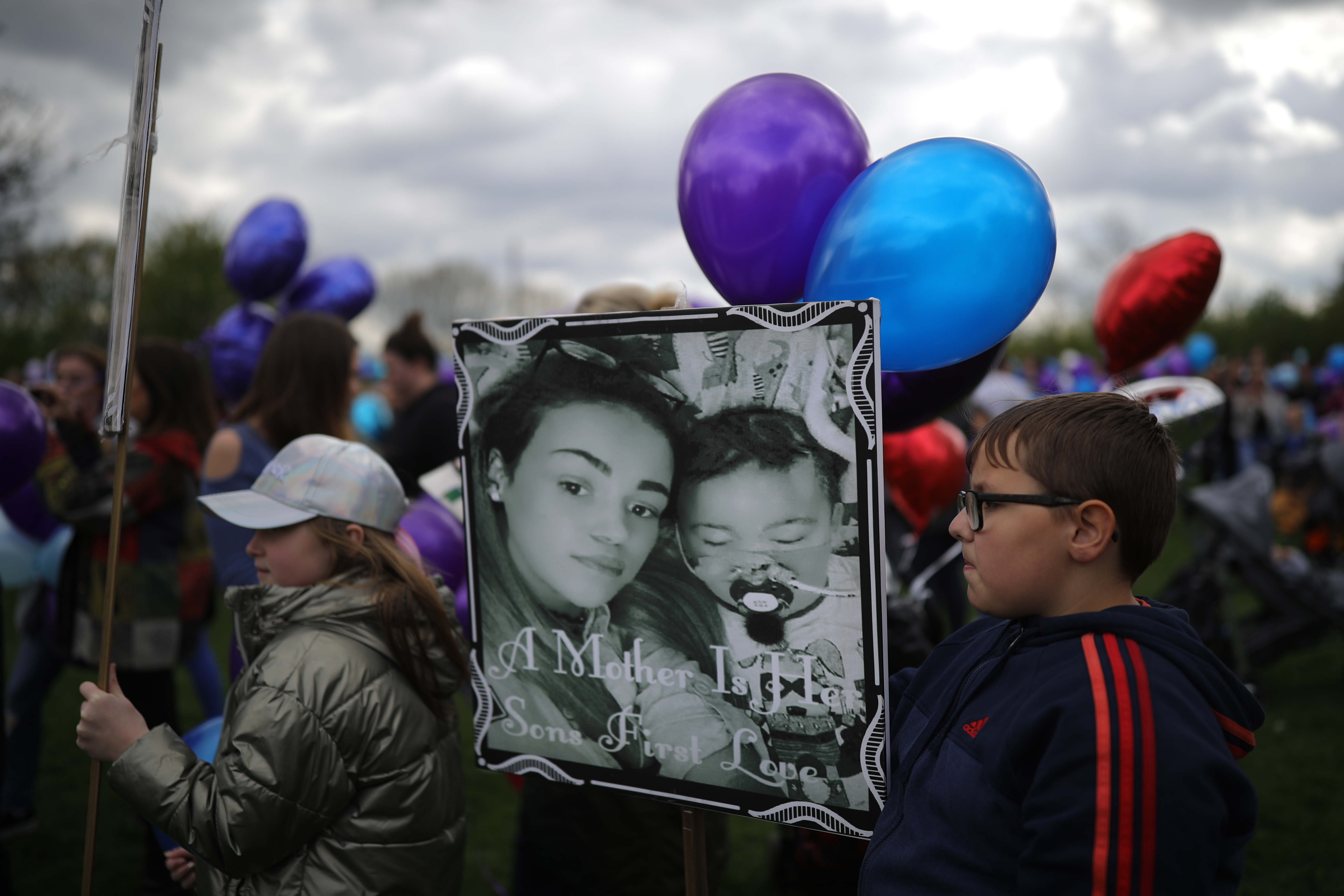 Balloons being prepared to release in memory of Alfie Evans outside Alder Hey Hospital after terminally ill 23-month-old Alfie Evans died at 2:30am this morning on April 28, 2018 in Liverpool, England. Alfie's life support was withdrawn on Monday after his parents, Tom Evans and Kate James, fought a long legal battle to stop the Alder Hey Children's Hospital in Liverpool, north-west England, from turning off his ventilator.