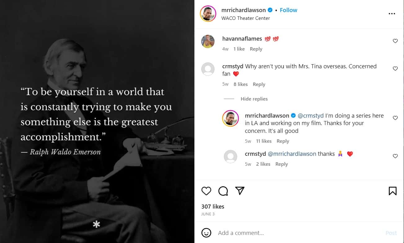 Richard Lawson's post (Instagram/@mrrichardlawson)