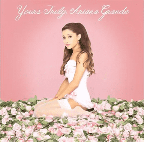 Ariana Grande shows off her brunette locks in the original album cover of 'Yours Truly' released in 2012, however, it was later scrapped. (Republic Records)