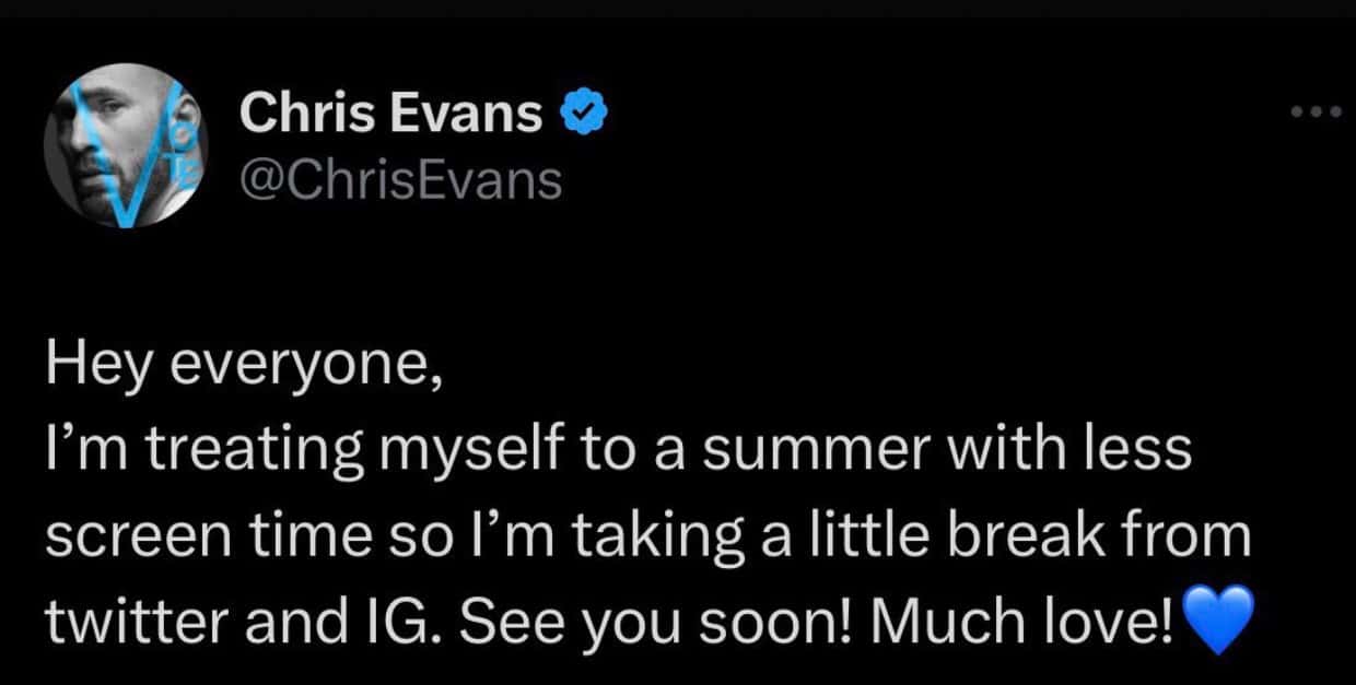 Chris Evans' tweet (Twitter/@ChrisEvans)
