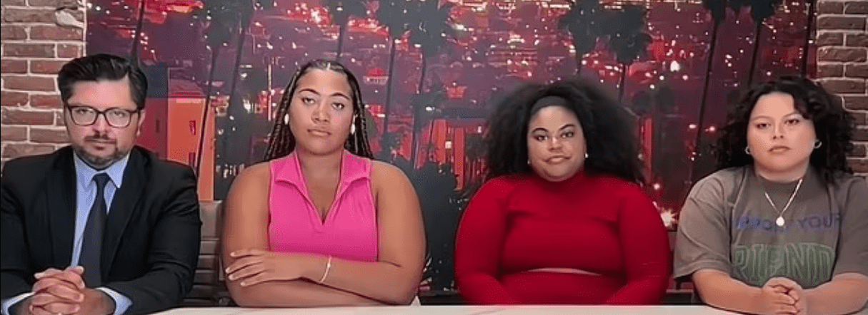 Crystal Williams, Noelle Rodriguez, and Arianna Davis with their attorney (NewsMax/Screengrab)