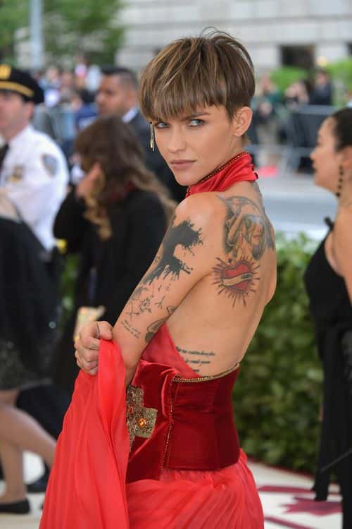 Ruby Rose attends the Heavenly Bodies: Fashion & The Catholic Imagination Costume Institute Gala at The Metropolitan Museum of Art on May 7, 2018 in New York City.