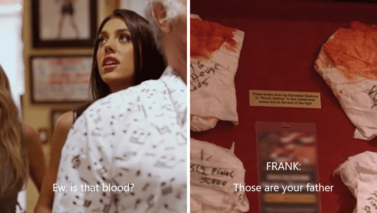 Frank shows off his collection to his nieces in 'The Family Stallone' episode 2 (Paramount+)