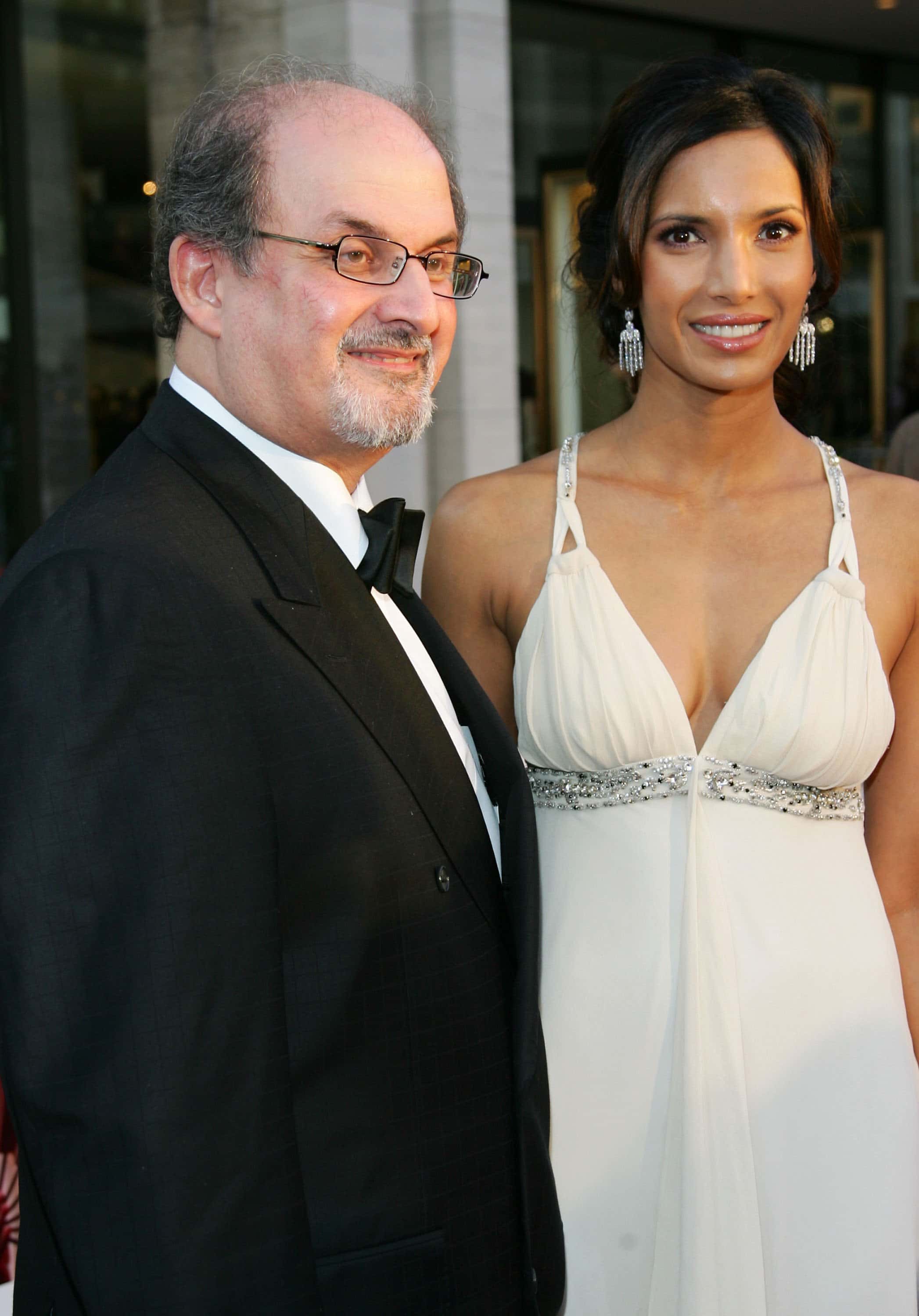 Salman Rushdie and Model Padma Lakshmi attend the Metropolitan Opera 2006-2007 season opening night at Lincoln Center September 25, 2006 in New York City.