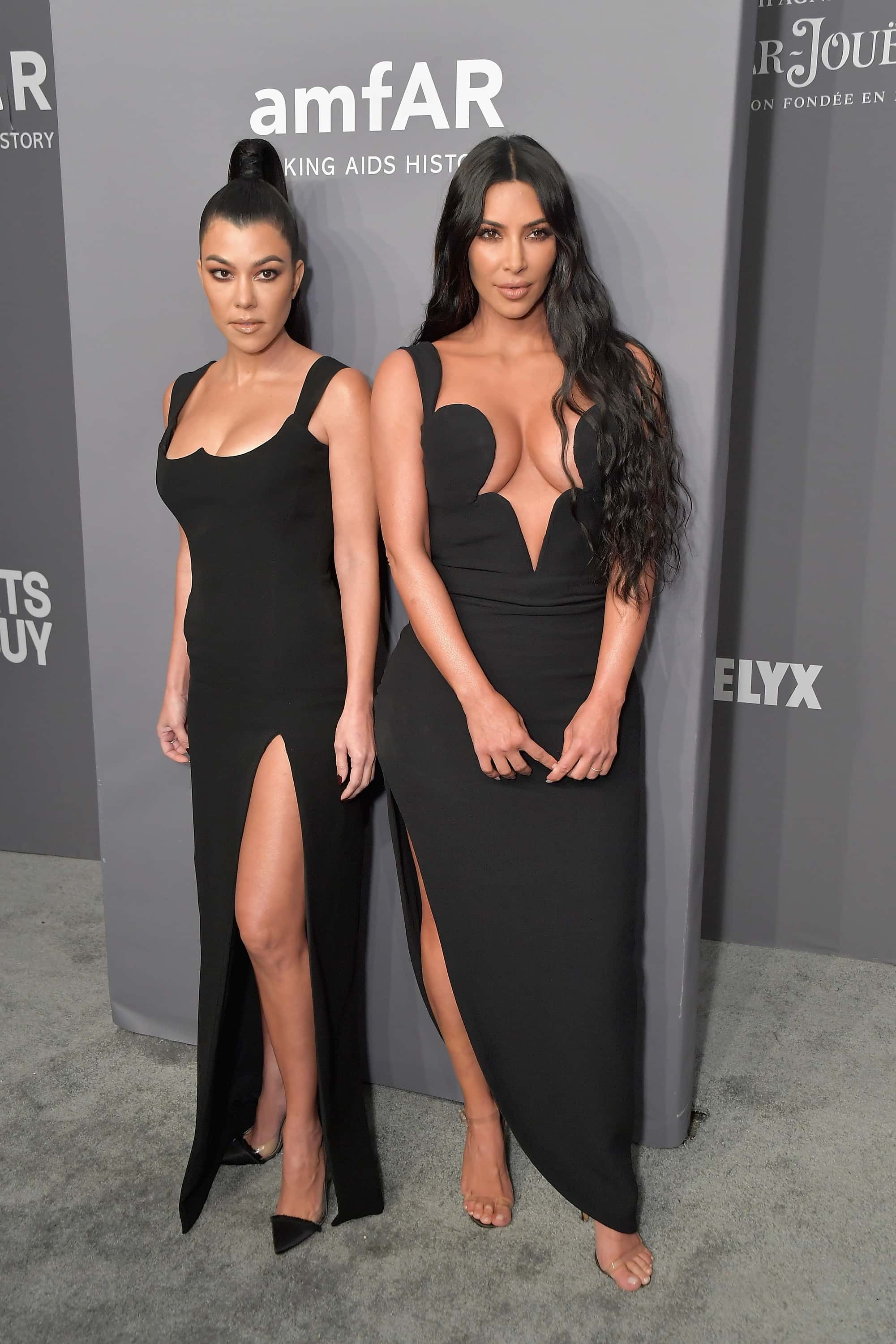 NEW YORK, NY - FEBRUARY 06: Kourtney Kardashian and Kim Kardashian West attend the amfAR New York Gala 2019 at Cipriani Wall Street on February 6, 2019 in New York City. (Photo by Michael Loccisano/Wire Image)
