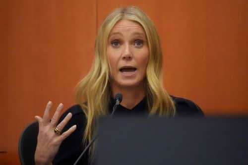 Gwyneth Paltrow testifies during her trial on March 24, 2023, in Park City, Utah. Terry Sanderson is suing actress Gwyneth Paltrow for $300,000, claiming she recklessly crashed into him while the two were skiing on a beginner run at Deer Valley Resort in Park City, Utah in 2016.