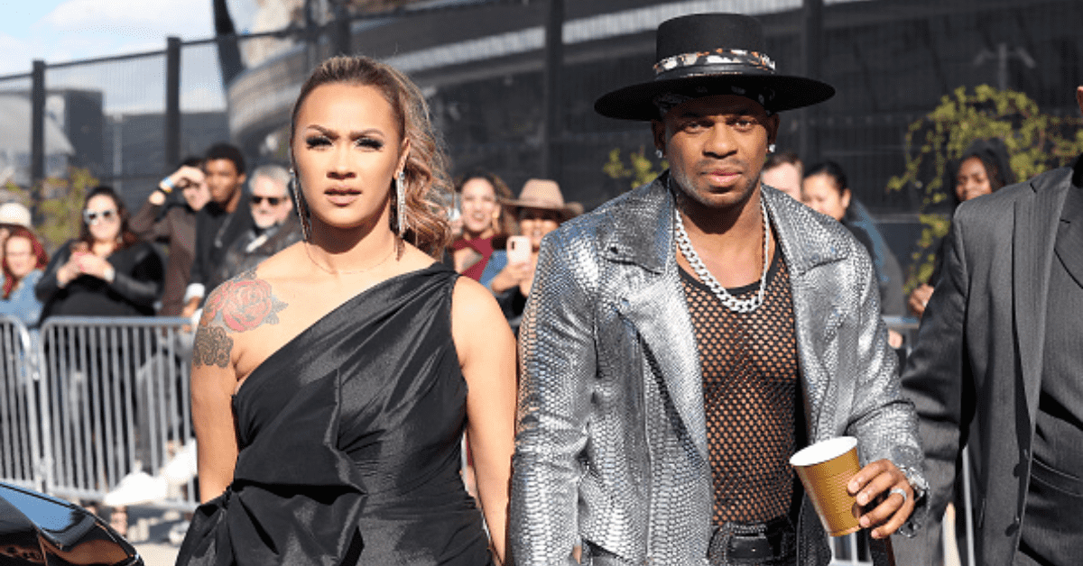 LAS VEGAS, NEVADA - MARCH 07: (L-R) Alexis Allen and co-host Jimmie Allen attend the 57th Academy of Country Music Awards at Allegiant Stadium on March 07, 2022 in Las Vegas, Nevada. (Rich Fury/Getty Images for ACM)