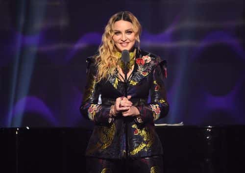 Madonna speaks on stage at the Billboard Women in Music 2016 event on December 9, 2016 in New York City.
