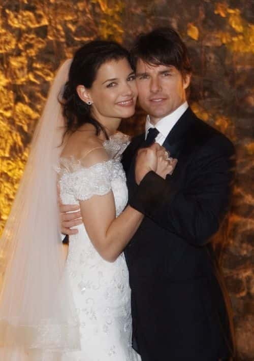In this handout photo provided by Robert Evans, Tom Cruise and Katie Holmes pose together at Castello Odescalchi on their wedding day November 18, 2006 in Bracciano, near Rome, Italy.