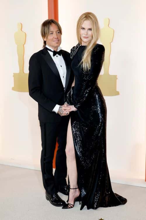 (L-R) Keith Urban and Nicole Kidman attend the 95th Annual Academy Awards on March 12, 2023 in Hollywood, California.