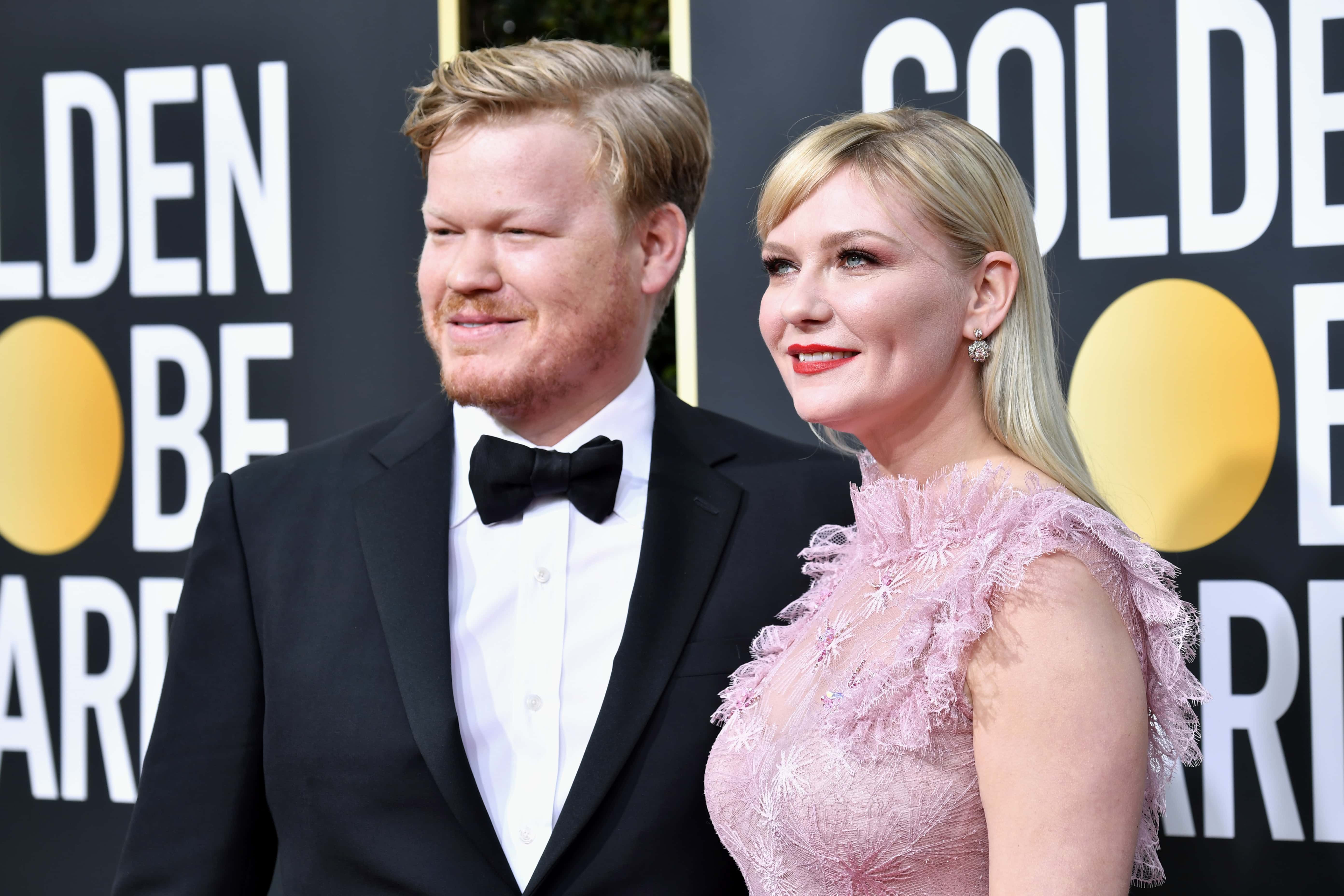 (L-R) Jesse Plemons and Kirsten Dunst attend the 77th Annual Golden Globe Awards at The Beverly Hilton Hotel on January 05, 2020 in Beverly Hills, California.