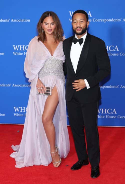Chrissy Teigen and John Legend attend the 2023 White House Correspondents' Association Dinner at Washington Hilton on April 29, 2023 in Washington, DC.