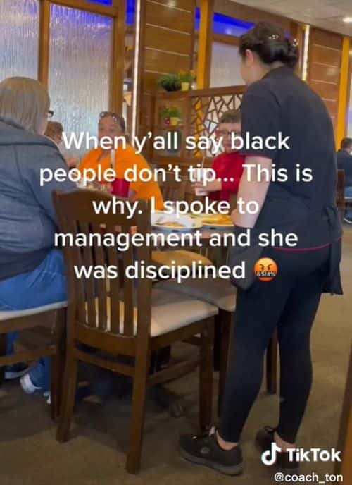 Their server attended other customers while seemingly ignoring Toni and her companion (TikTok