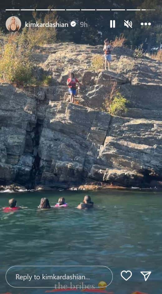 Kim Kardashian Sharing a lake side video on her Instagram story (@kimkardashian/Instagram)