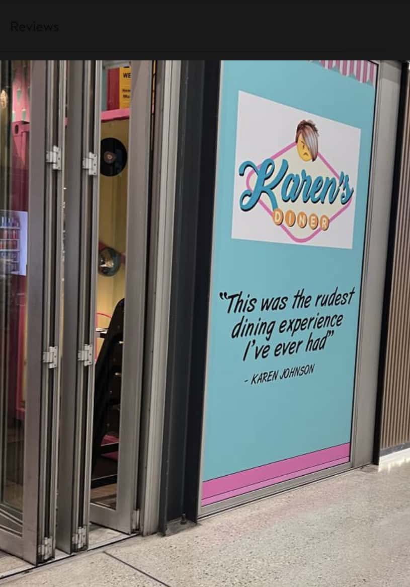 Sign outside the eatery (Karen's Diner)