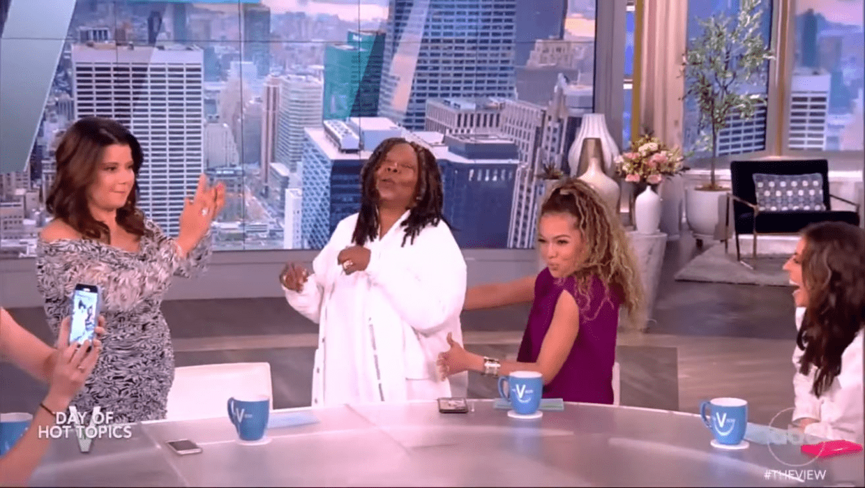 'The View' host Whoopi Goldberg giving a lap dance to Sunny Hostin on live TV (@theview/Instagram)