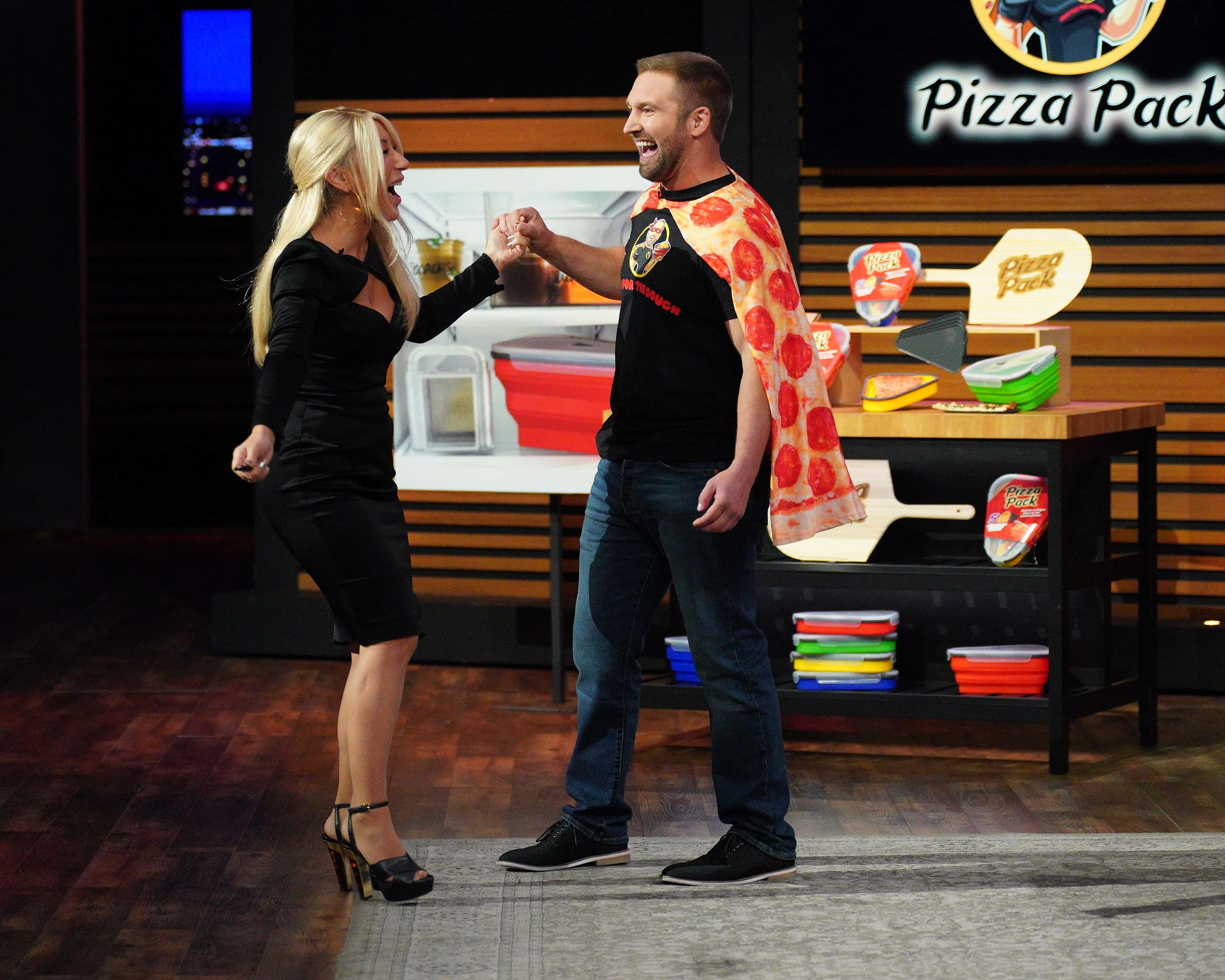 Pizza Pack founder Tate Koenig with Lori Greiner on 'Shark Tank' (ABC)
