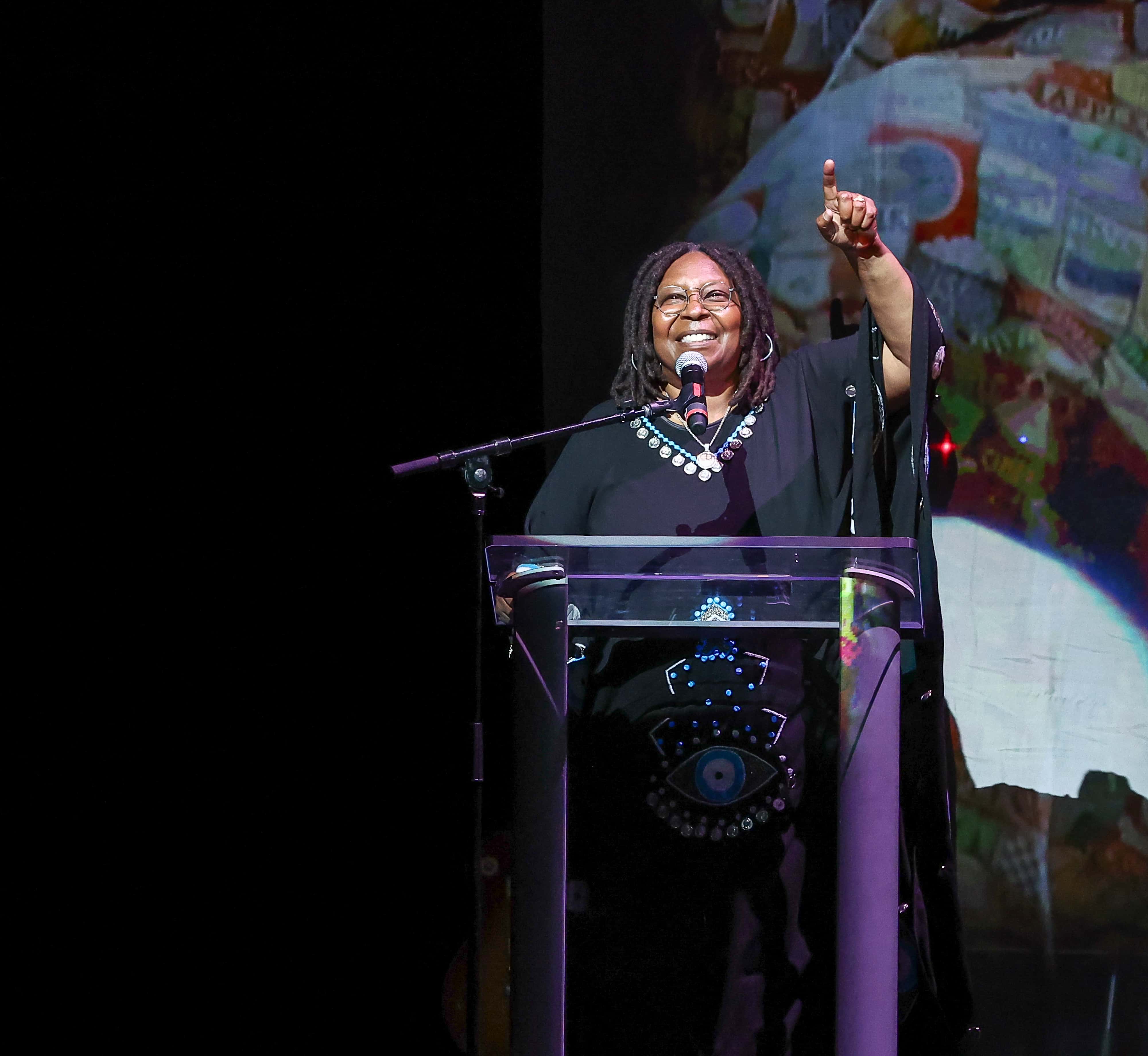 Actress Whoopi Goldberg speaks at the 2022 Apollo Theater Spring Benefit at The Apollo Theater on June 13, 2022 in New York City. (Photo by Arturo Holmes/Getty Images)