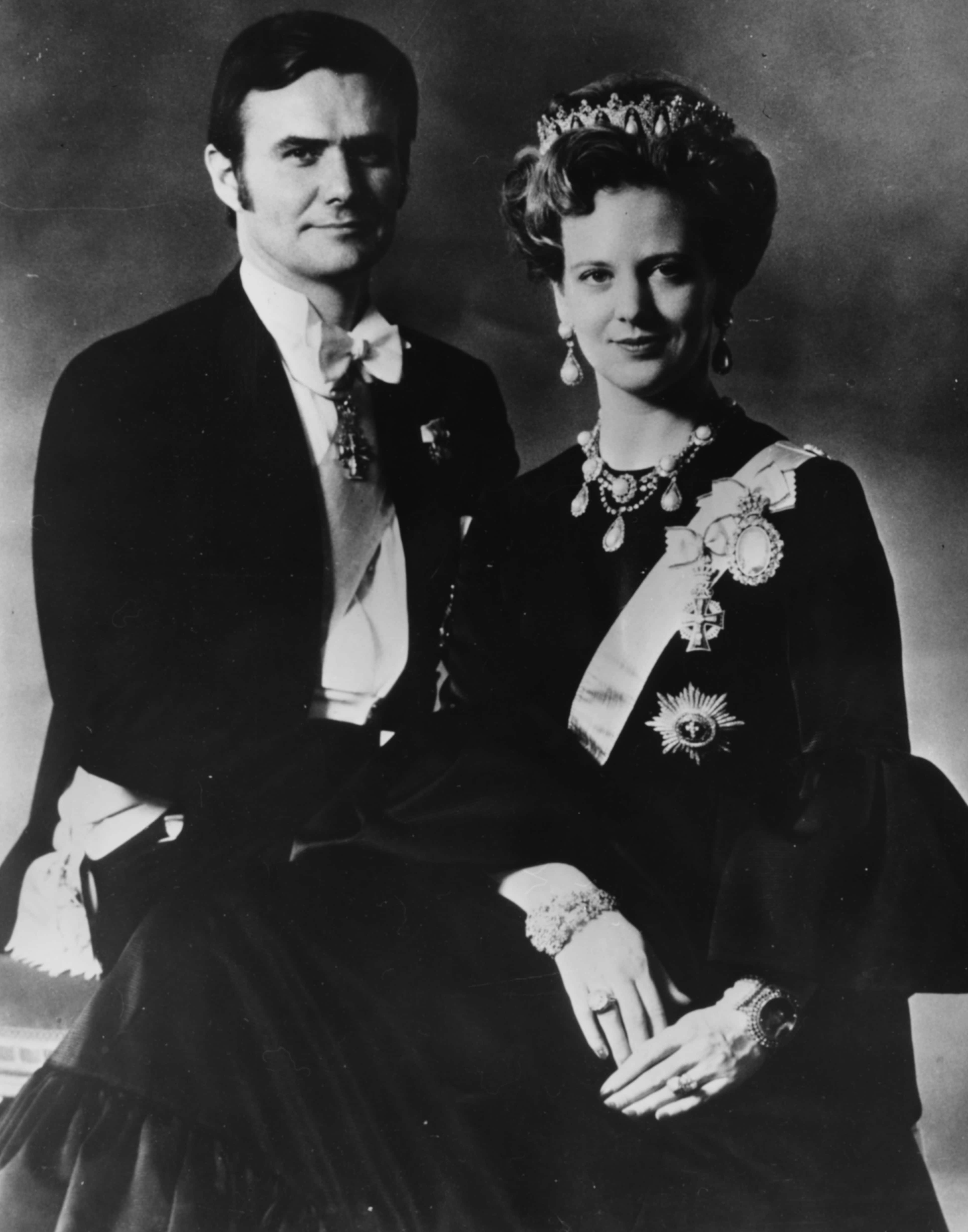 Portrait of Queen Margrethe of Denmark and her husband Prince Henrik, March 16th 1972. (Photo by Keystone/Hulton Archive/Getty Images)