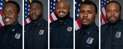 (L-R) Tadarrius Bean, Emmit Martin III, Desmond Mills Jr., Justin Smith and Demetrius Hailey (Memphis Police Department)