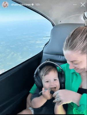 Johnson East shared photos and video on her Instagram Story of the family of four flying in an aircraft that was being co-piloted by her retired NFL player husband, Andrew East (shawnjohnsoneast/Instagram)