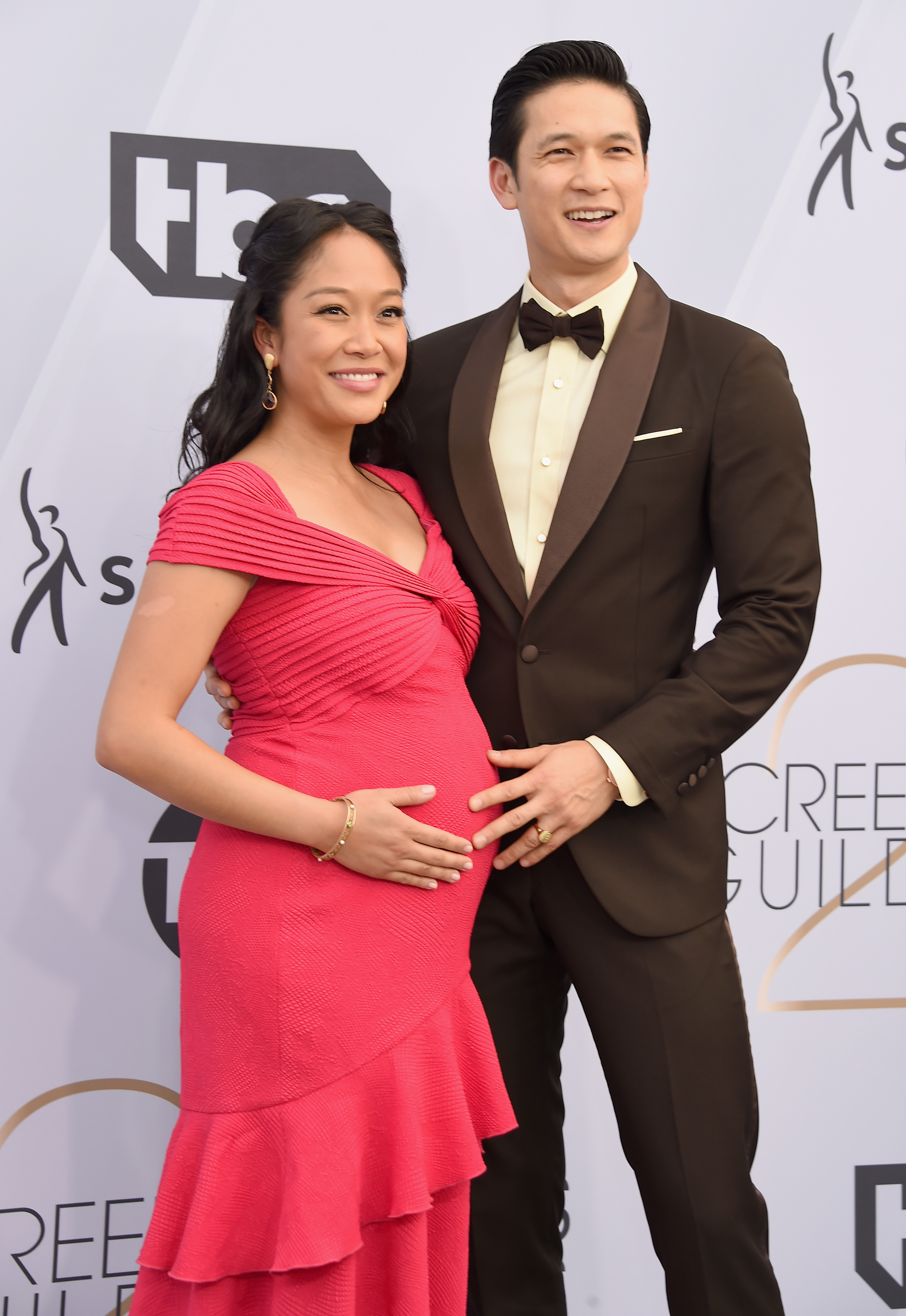 Shelby Rabara (L) and Harry Shum Jr. attend the 25th Annual Screen Actors Guild Awards at The Shrine Auditorium on January 27, 2019 in Los Angeles, California. 480645 (Photo by Gregg DeGuire/Getty Images for Turner)